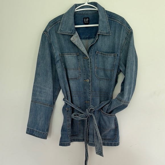 Gap Longer Style Denim Jacket With Tie Belt - Picture 4 of 9